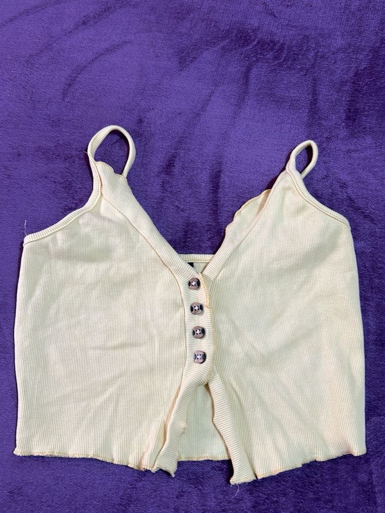 Button-Front Crop Tank