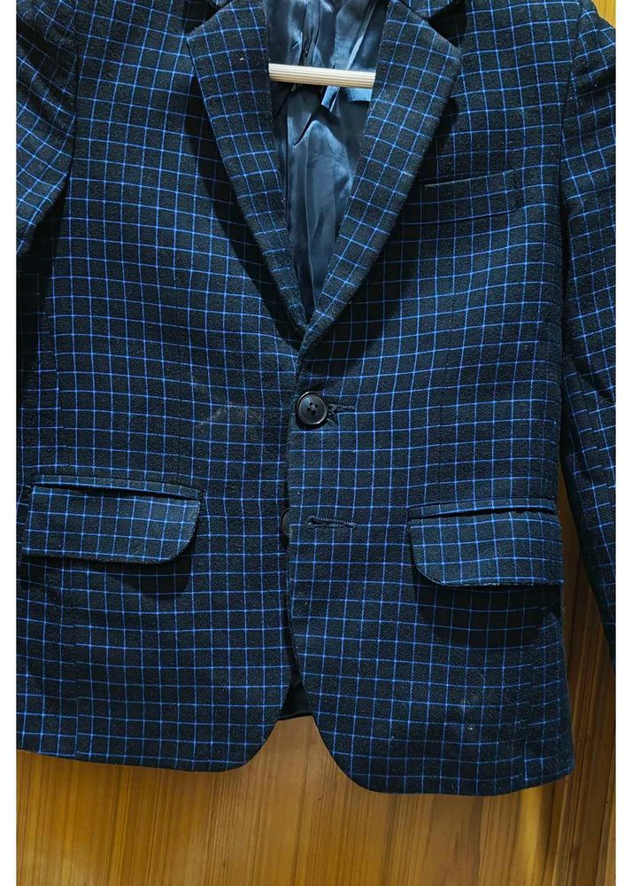 Boys&#39; Blue Checkered Blazer