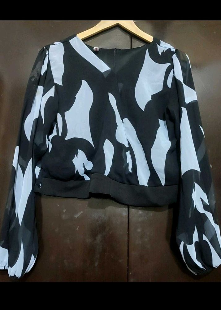 Black &amp; Grey Printed Top For Girl Or Woman 36 Bust
