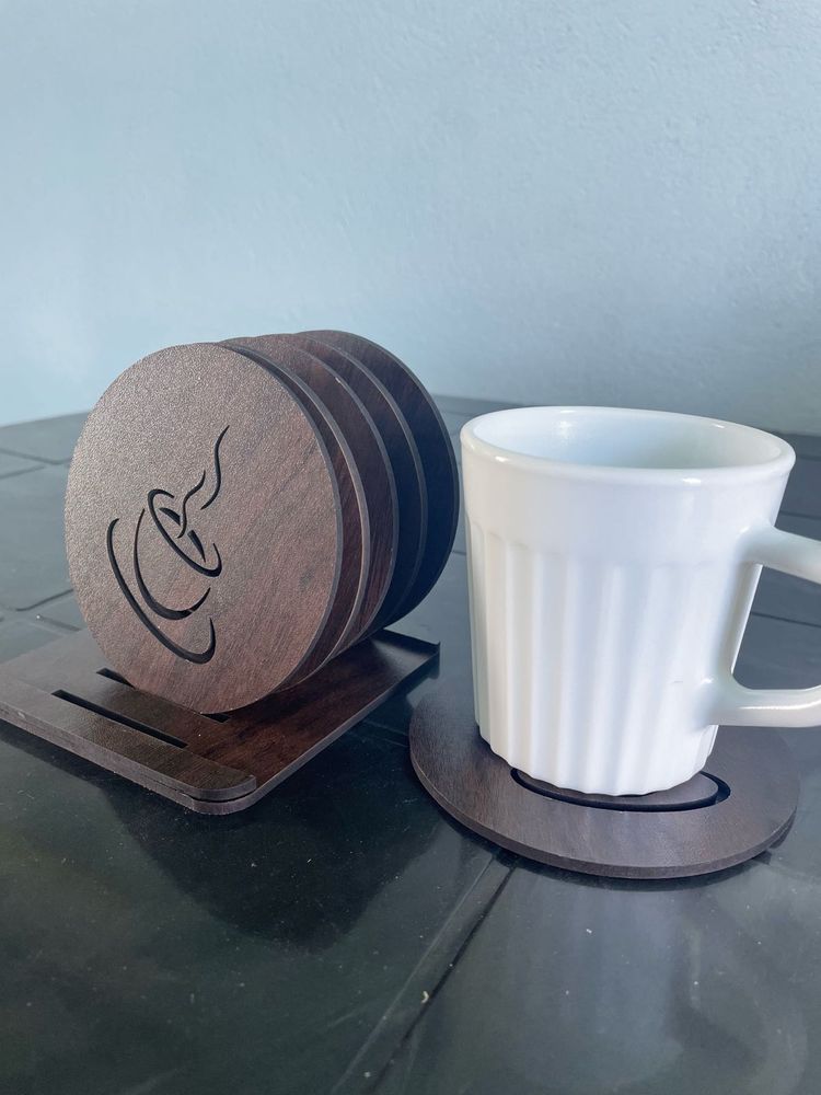 Wooden Coffee Cup Coaster Set