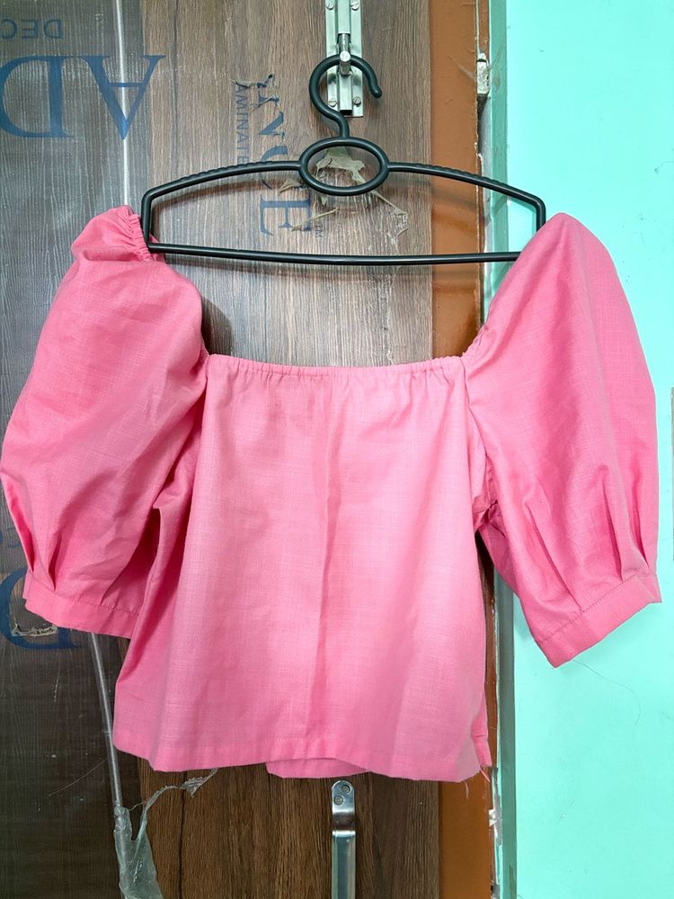 Pink Puff Sleeve Top