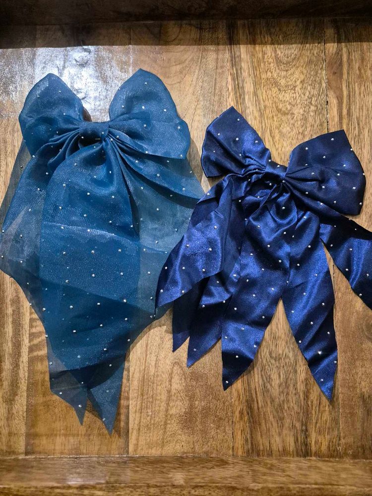 Sparkly Blue Bow Hair Accessories - 2 unit