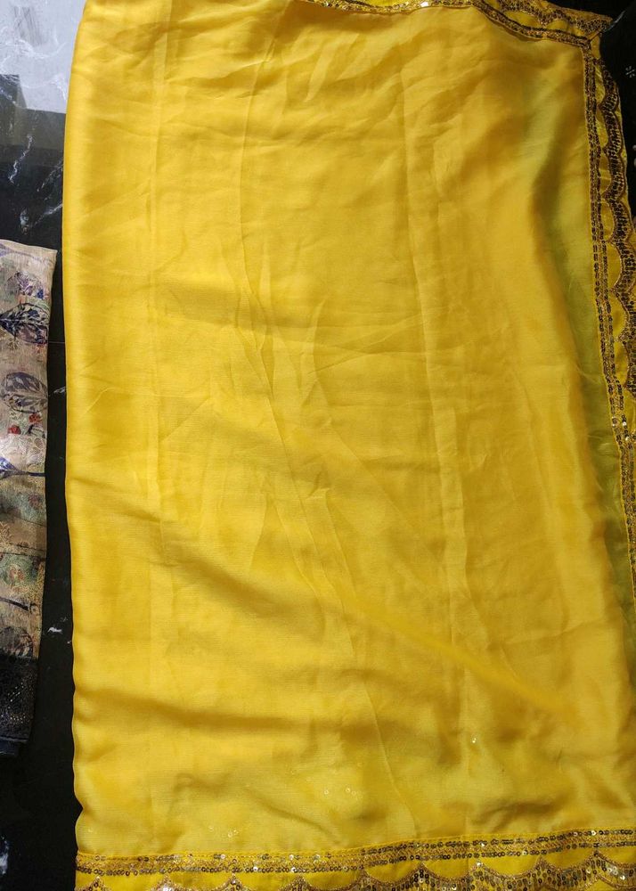 Yellow Saree with Embellished Border