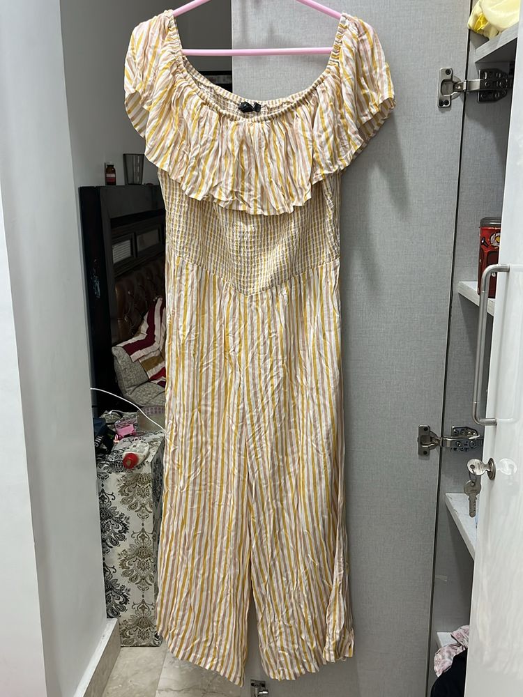 Striped Off-the-Shoulder Jumpsuit