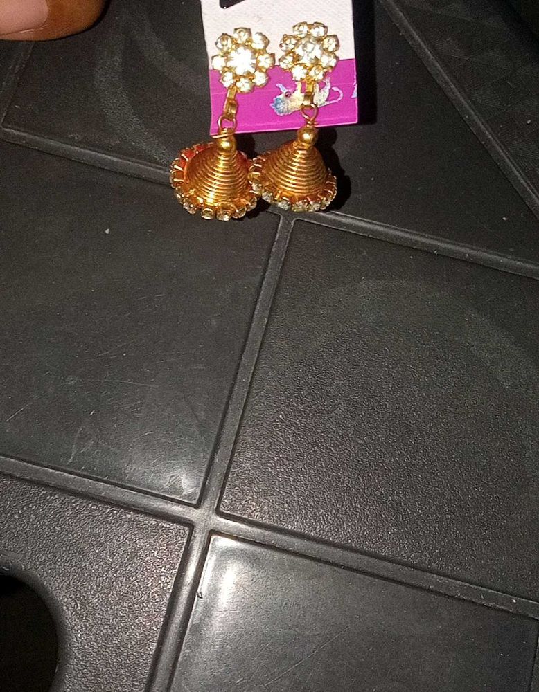 Golden Jhumka Earrings