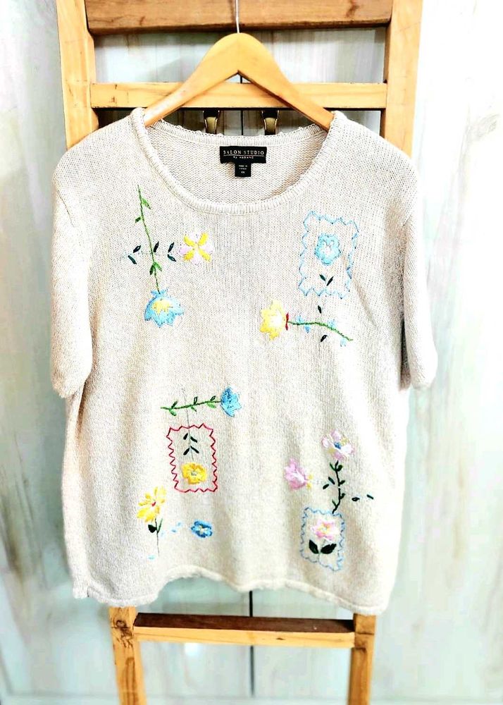 Embroidery Work Baige Colour Pullover Size-46