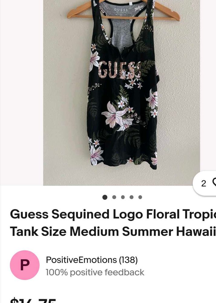 Guess Floral Sequin Tank Top