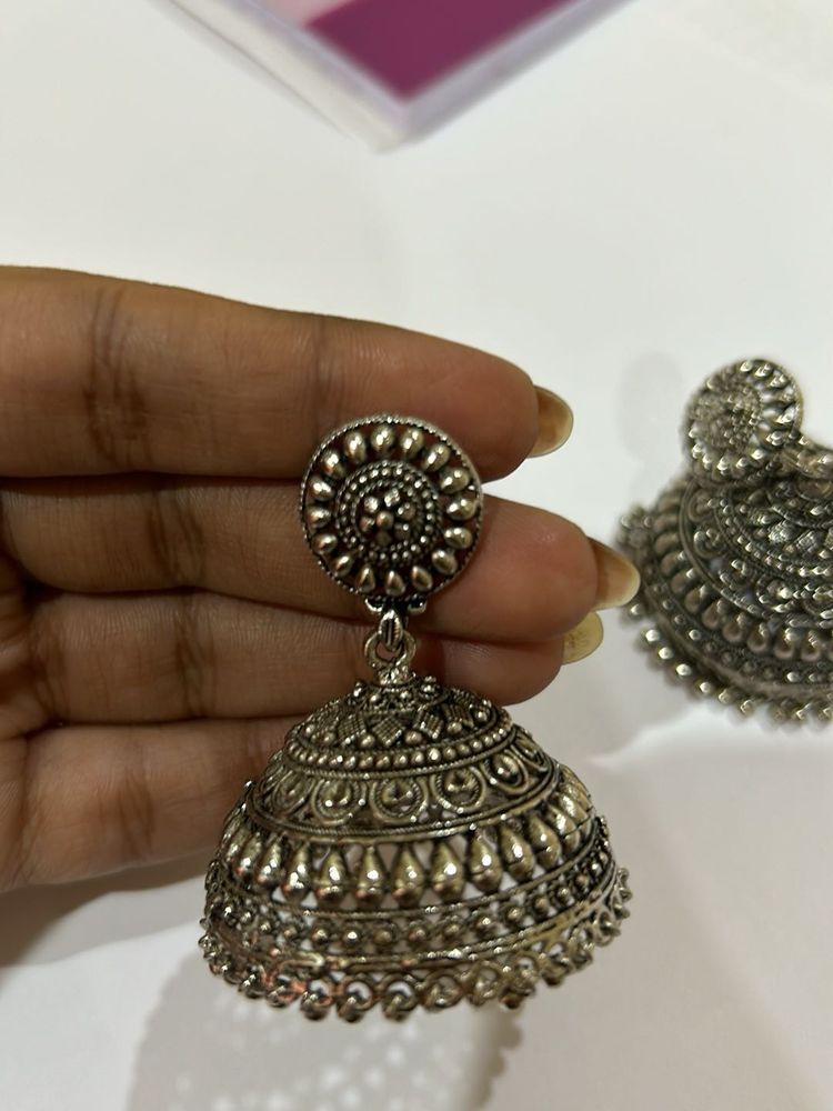 Silver Jhumka Earrings