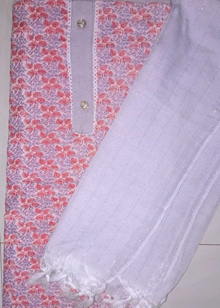 Elegant Unstitched Salwar Kurti With Dupatta Set