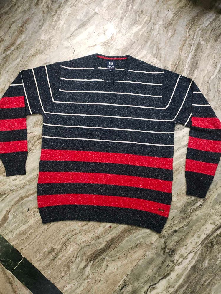 Black Red White Stripped Sweater