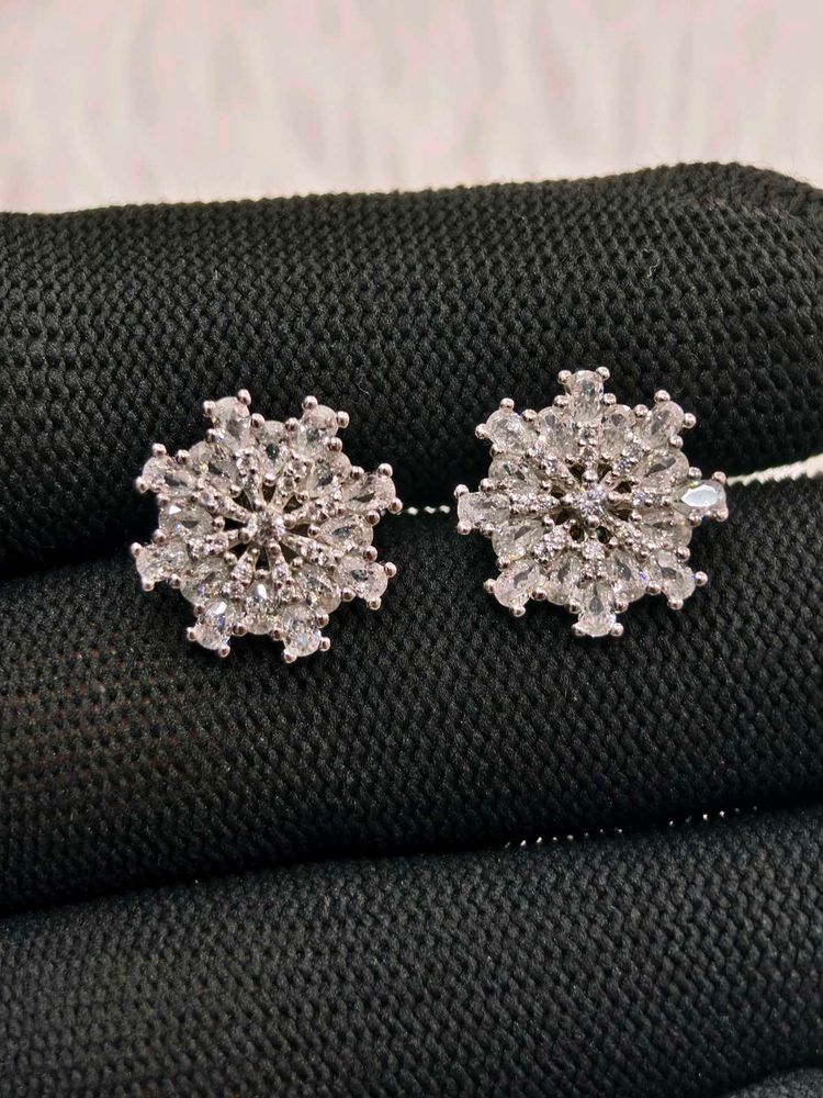 Snowflake Earrings 925 Silver Sterling