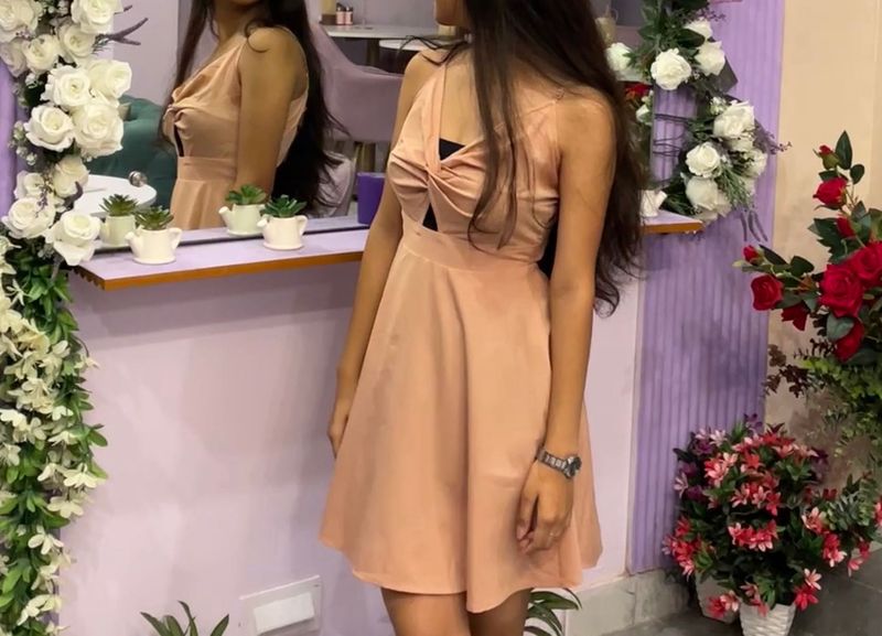 Peach Skater Mini Dress