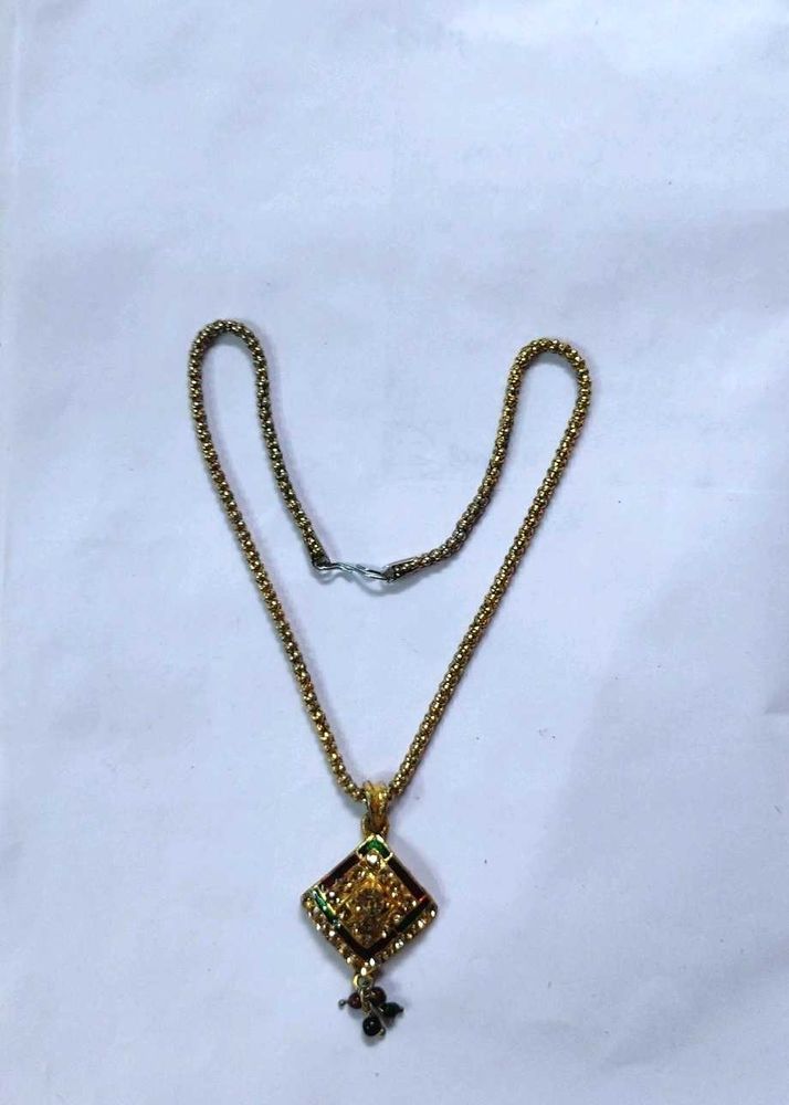 Gold-tone Diamond Pendant Necklace