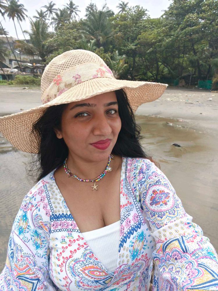 Goan Straw Hat/ Or White Wrap top/ Bead Necklace