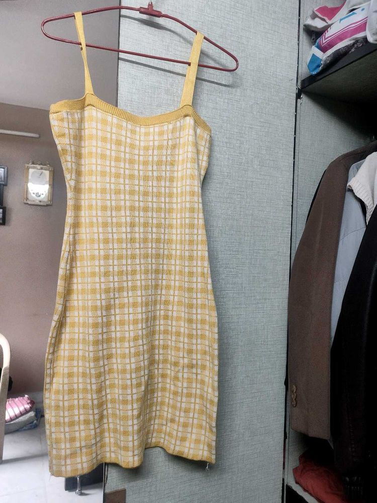 Yellow Plaid Mini Dress