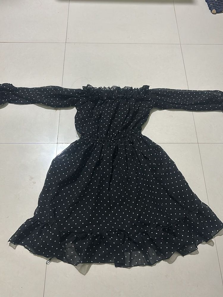 Polka Black Dress For Women