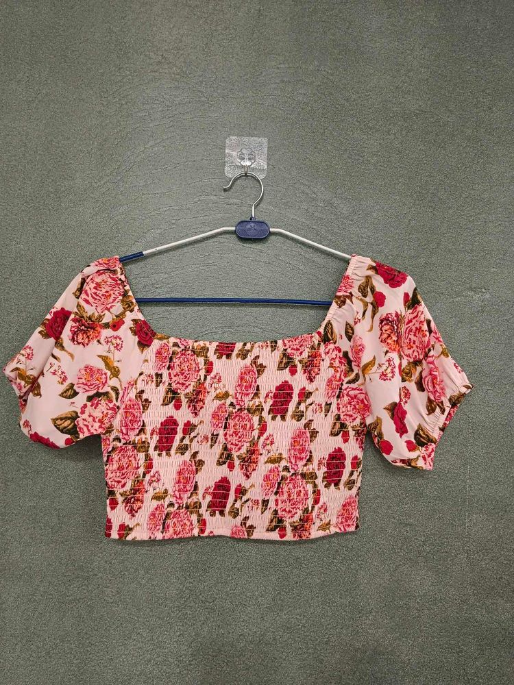 Floral Smocked Crop Top