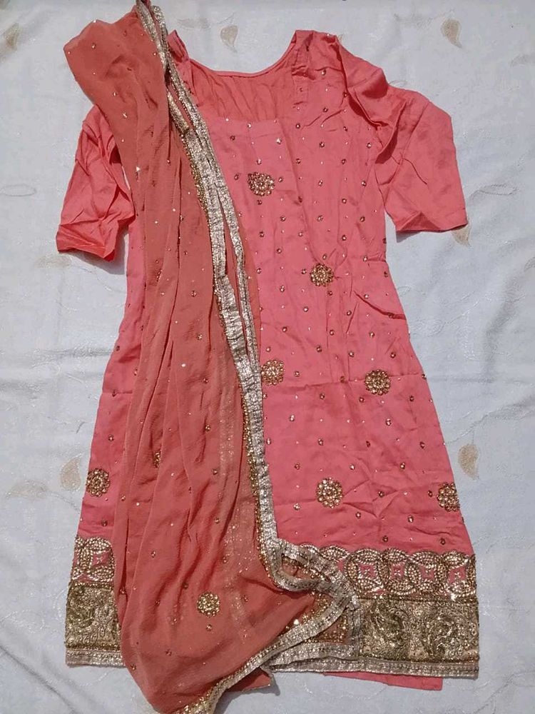 Beautiful Coral Indian Salwar Kameez