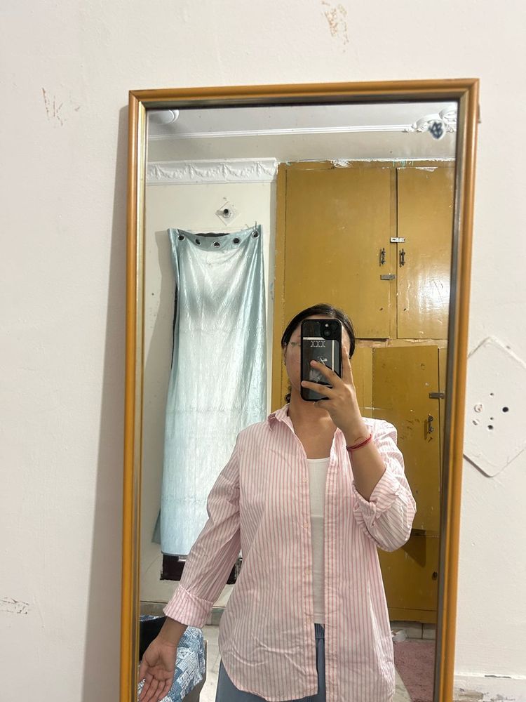Pink And White Striped Shirt