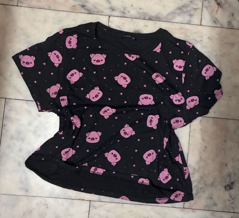 Cute Pig Print Top