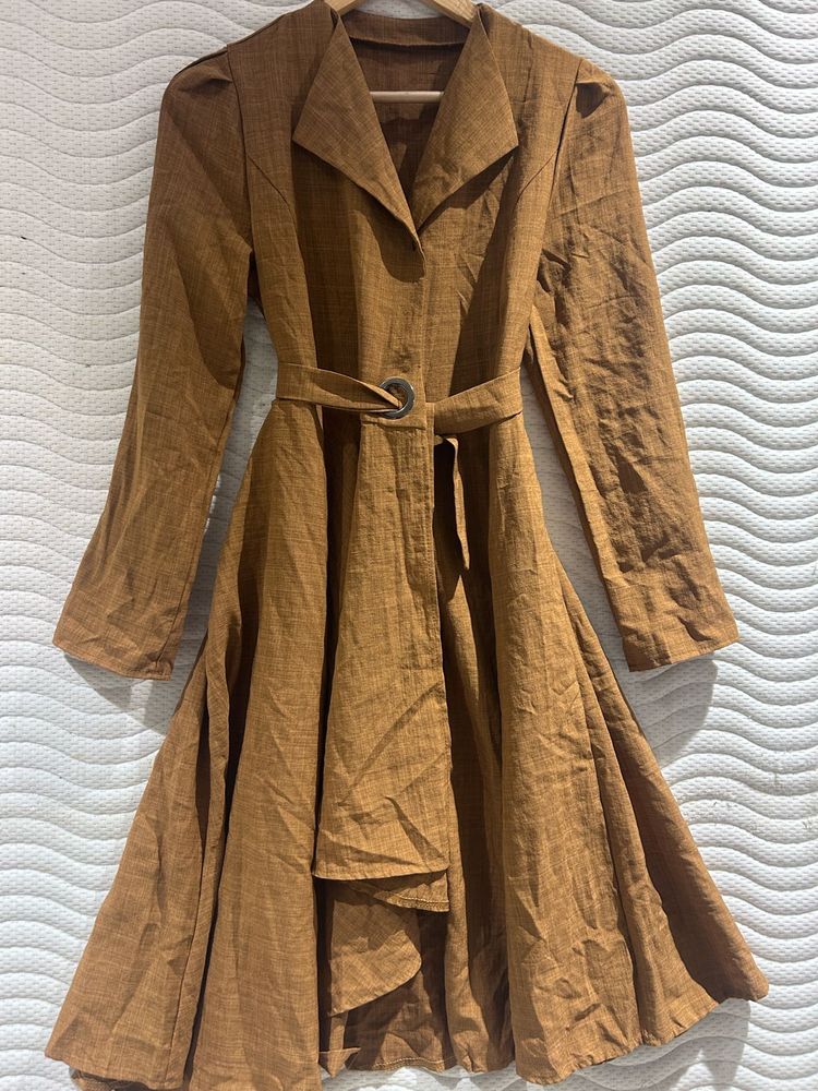 Brown Belted Trench Dress