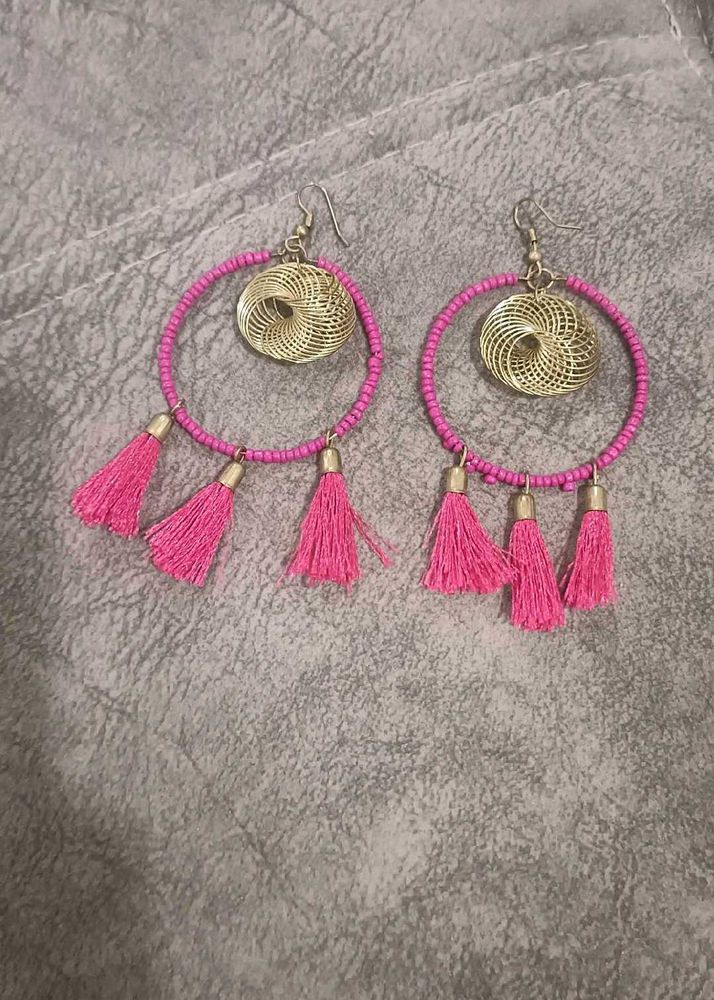 Pink Tassel Earrings