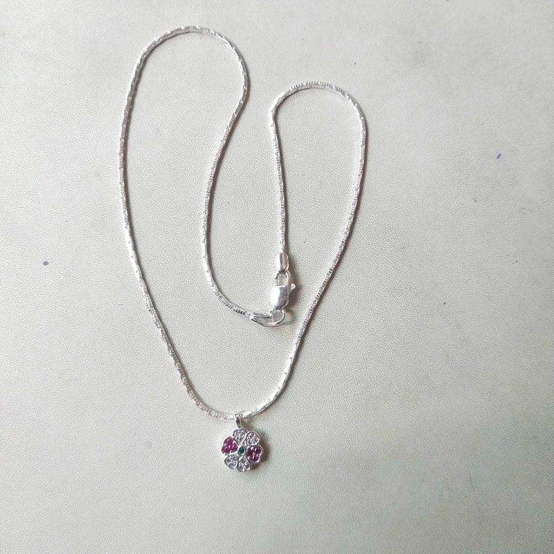 pure Silver Snack Chain+Pandent 16inch