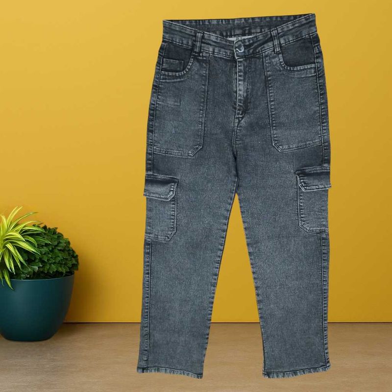 Women Gray Cargo Jeans Size 28 (O-30)