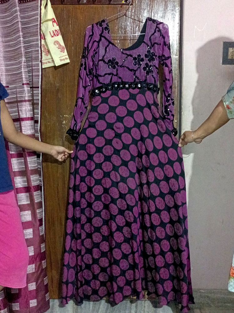 Ethnic Gown Purple Colour
