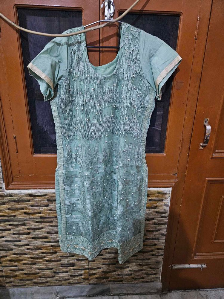 Beautidul pearl work Stiched suit salwar