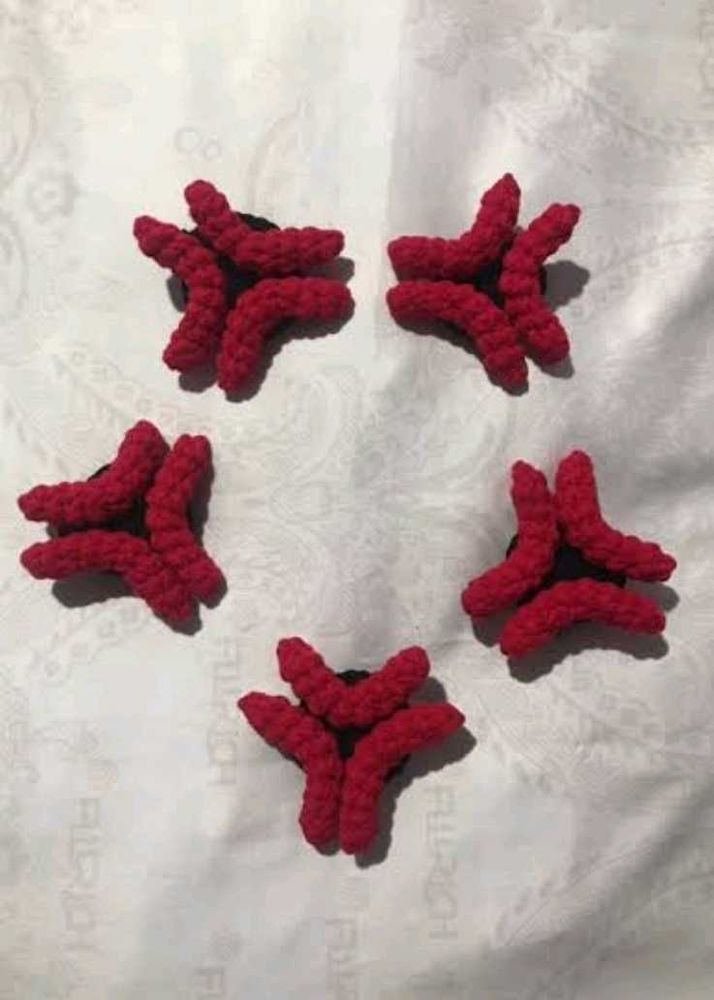 Red Crochet Hair Clips- Set Of 2