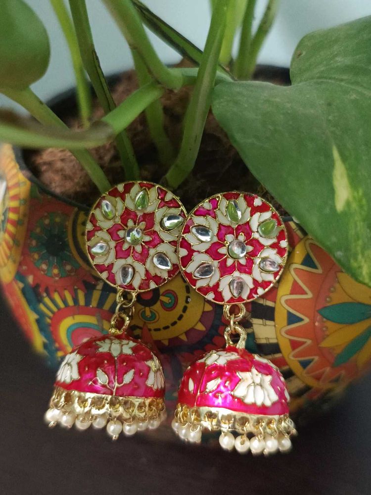 Pink Enamel Earrings