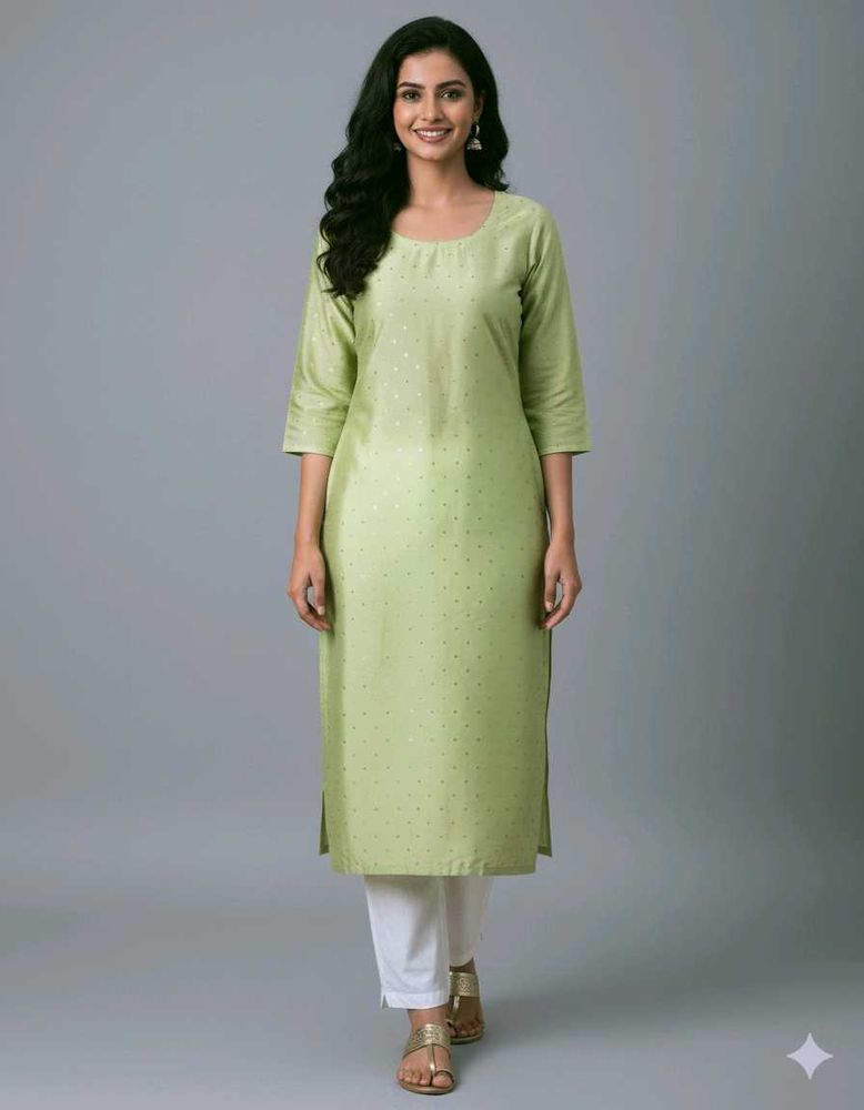 Green Zari Work Polka Dot Kurta