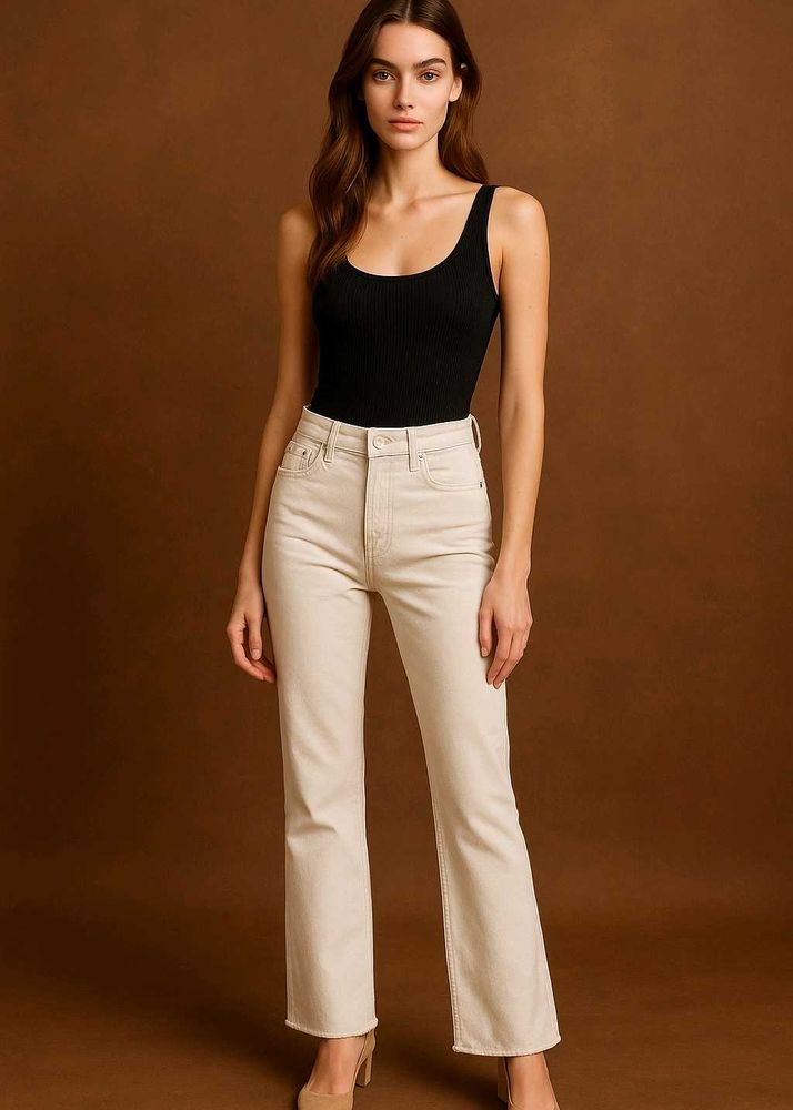 Beige Denim Jeans