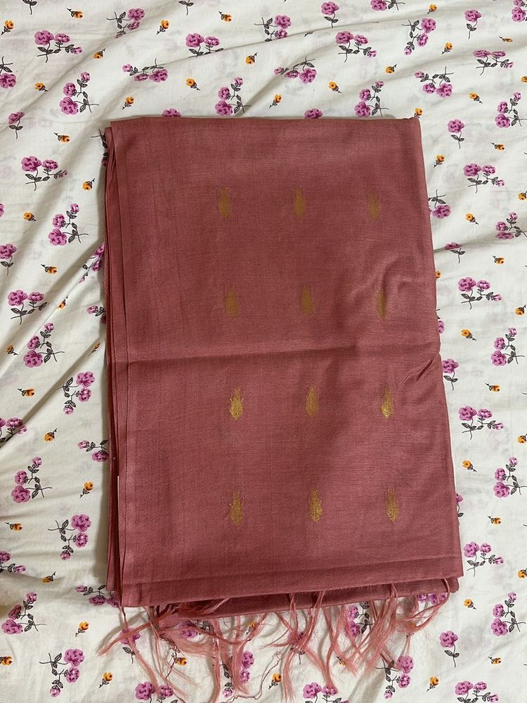 Pintrest Peach Cotton Saree