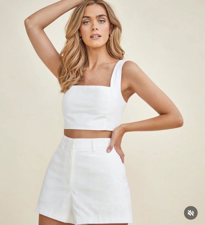 White Danim Shorts