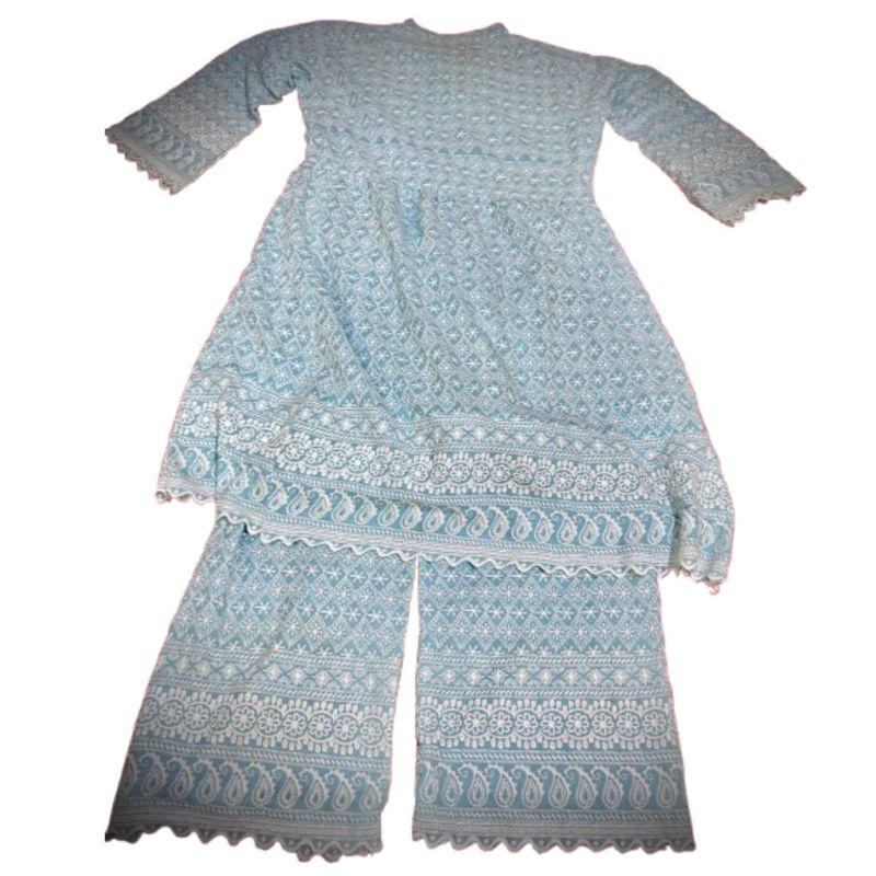 Elegant Blue Kurta Palazzo Set
