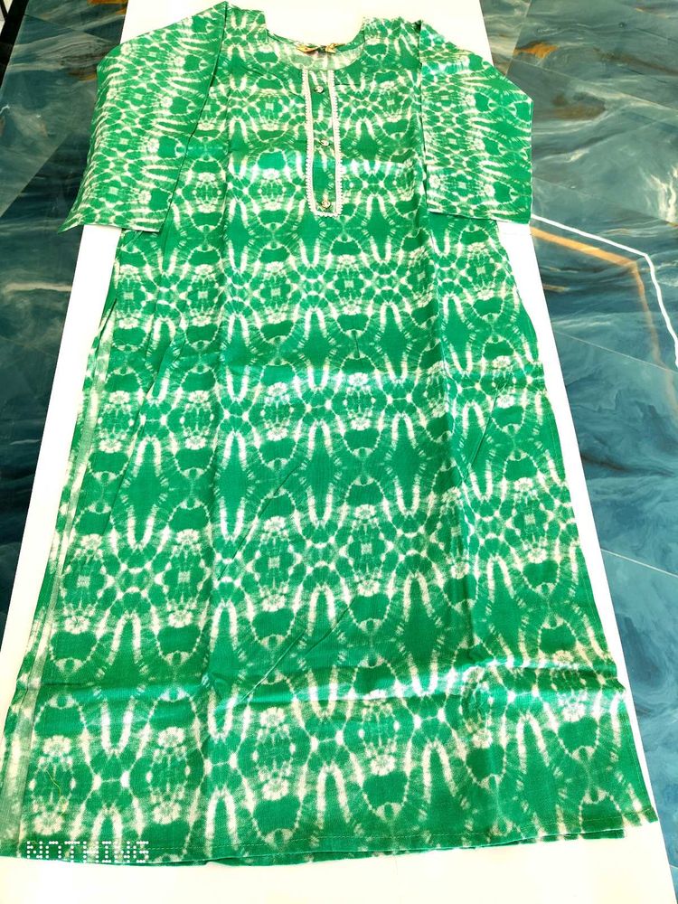 Green Printed Kurta