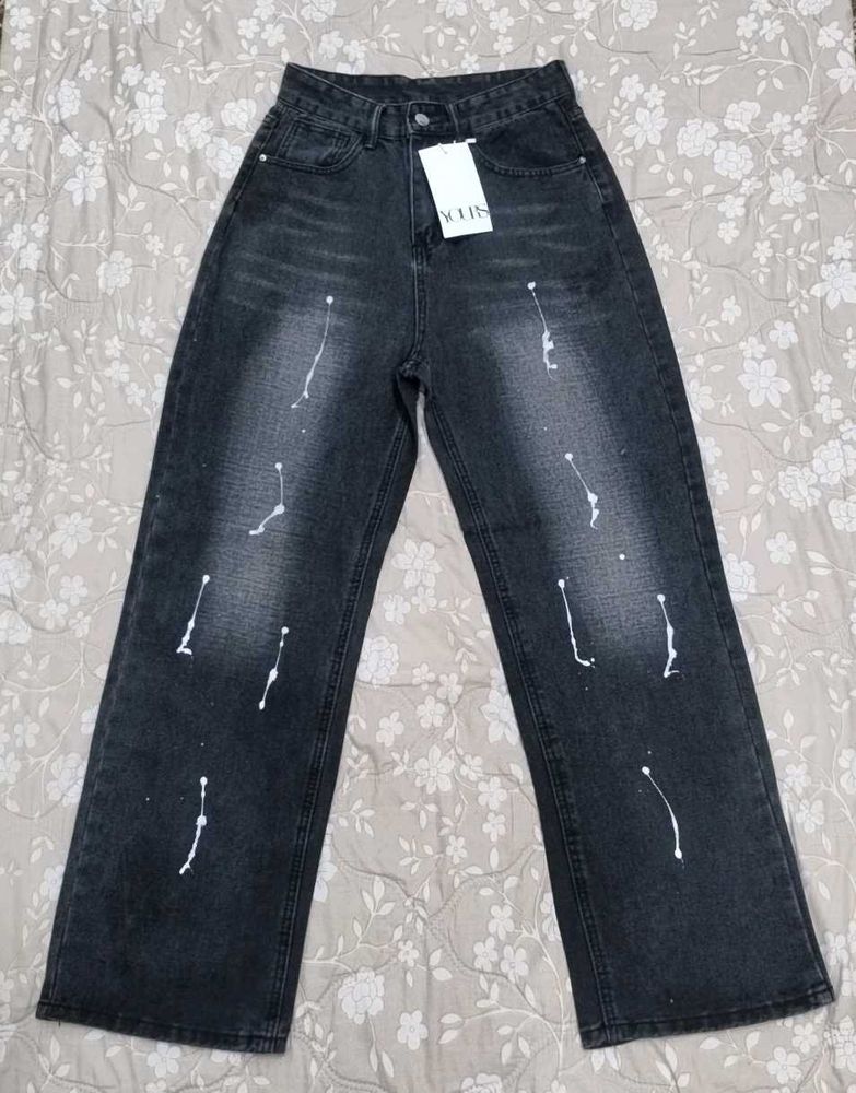 Painted Wide Leg Jeans