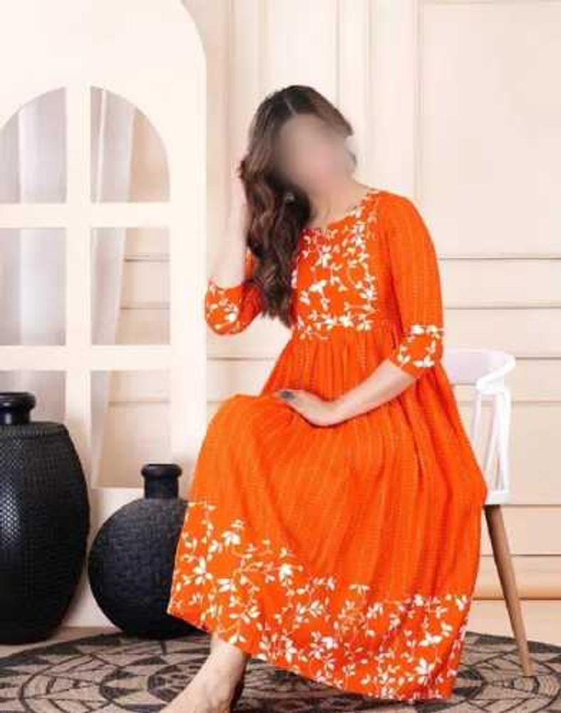 Elegant Orange Printed Kurta 4XL