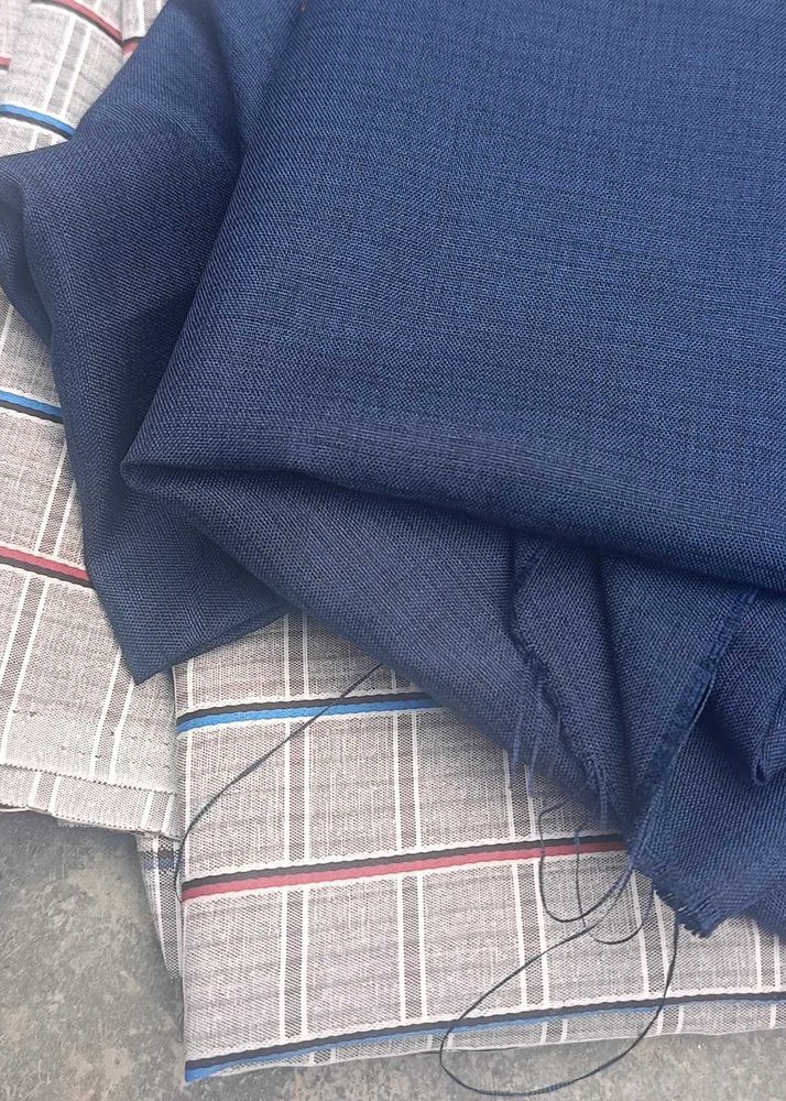 पैंट शर्ट Fabric Material for man- Blue &amp; White Ch