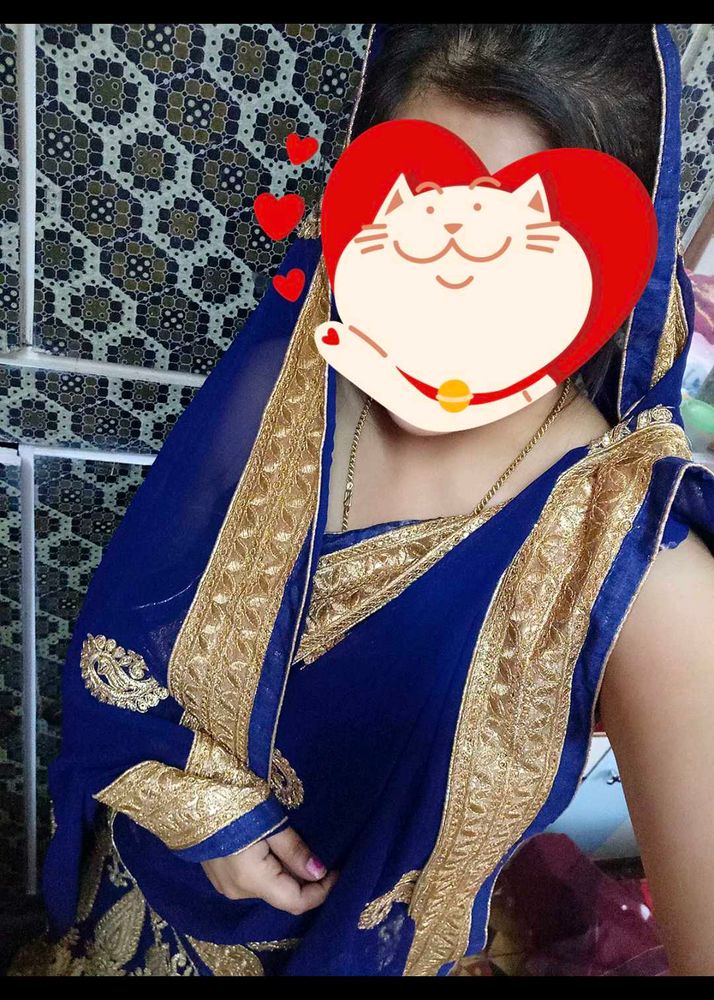 Elegant Blue &amp; Gold Saree
