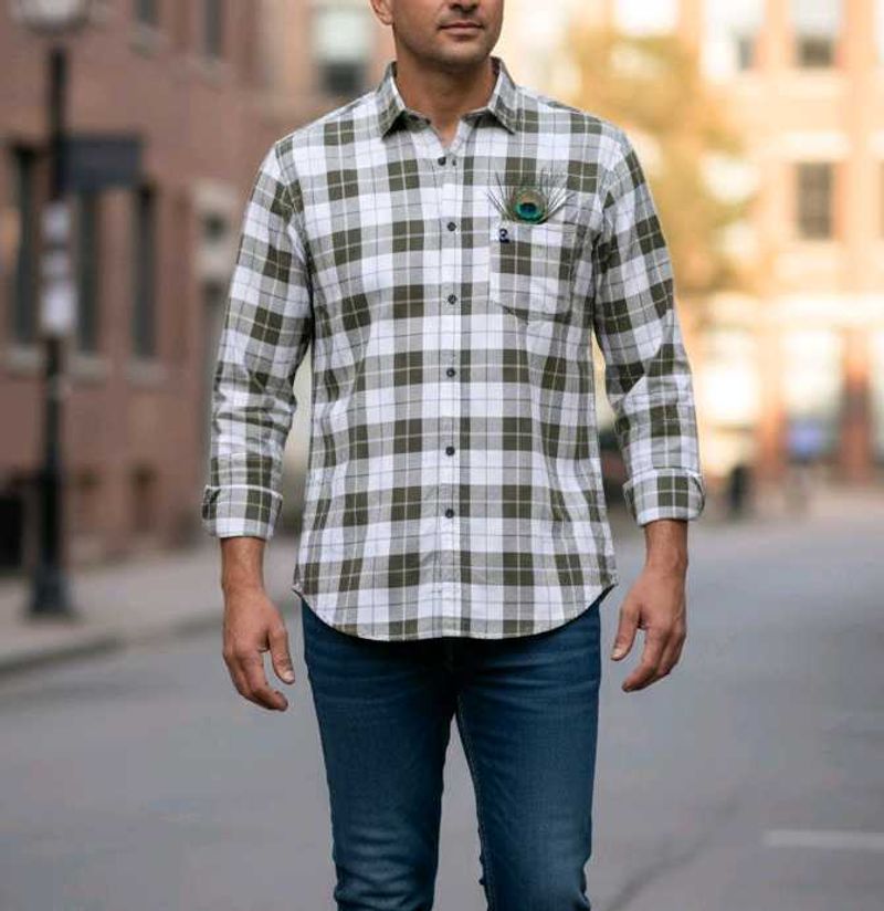 New H/M (Olive Green 🫒) Branded Check Shirt★👔★
