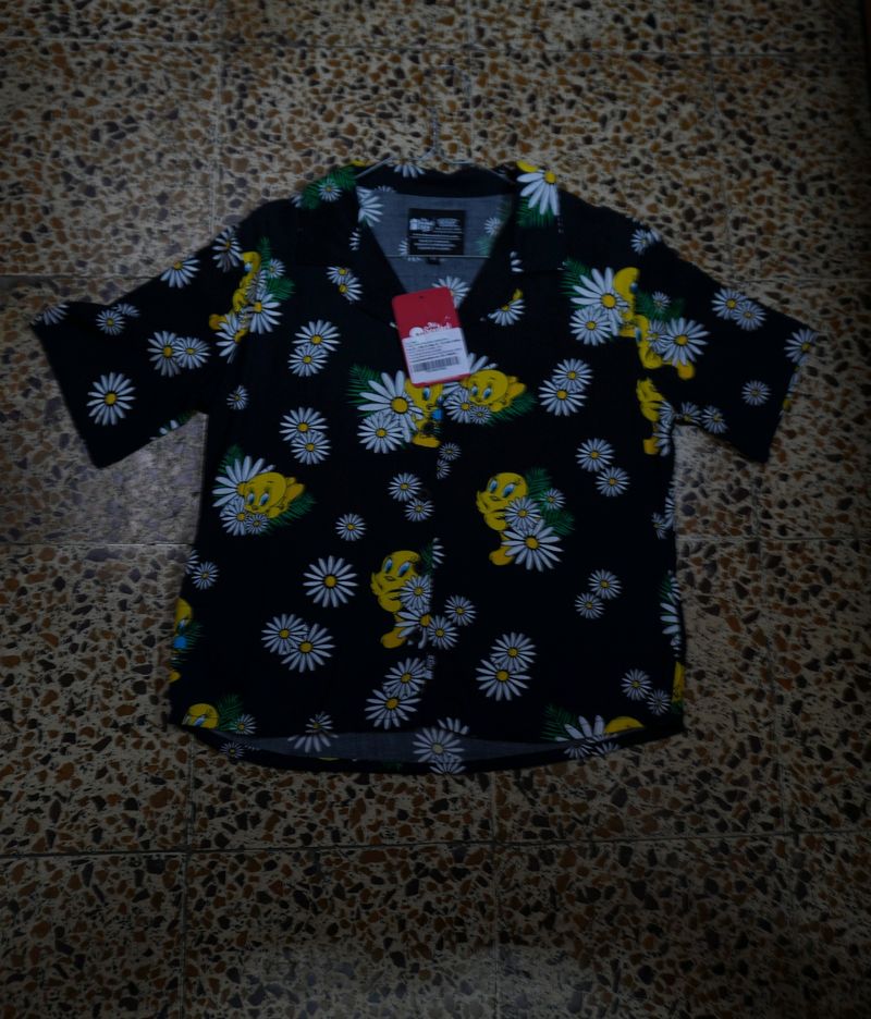 Cartoon Purr Cotton Shirt