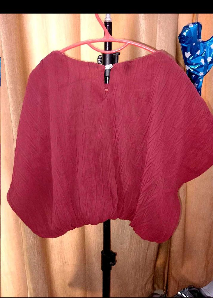 Red Maroon Blouse Perfect Baggy Top
