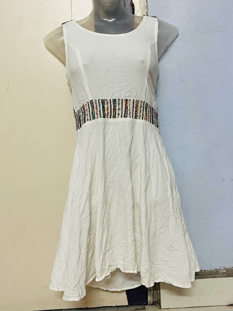 Pintrest Navratri White Dress with Colorful Detail