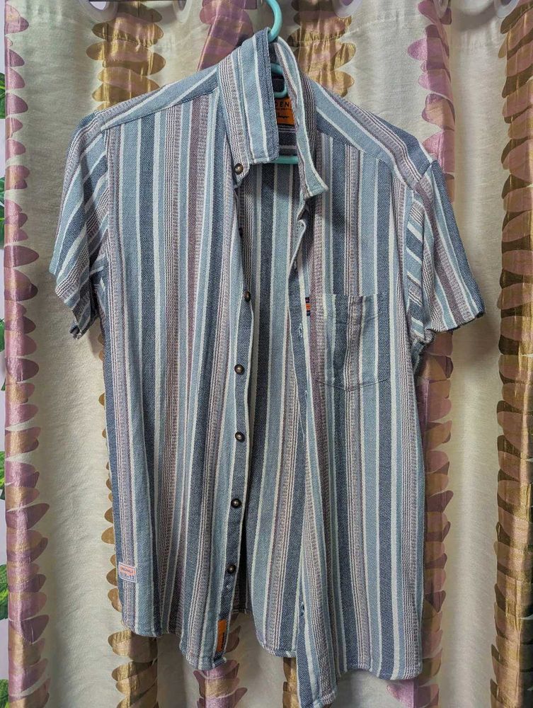 Striped Short Sleeve Button-Down