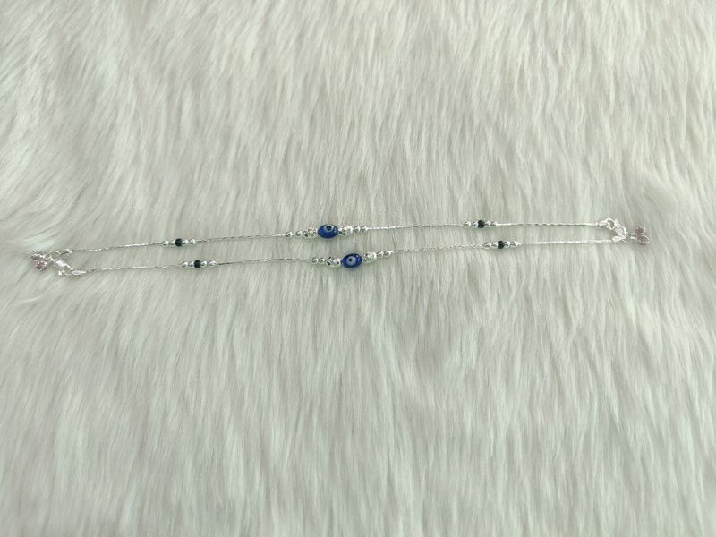 Evil Eye Pure Silver Payal For Women&#39;s