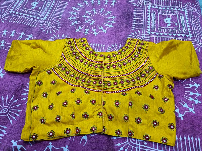 beautiful mustard blouse with work