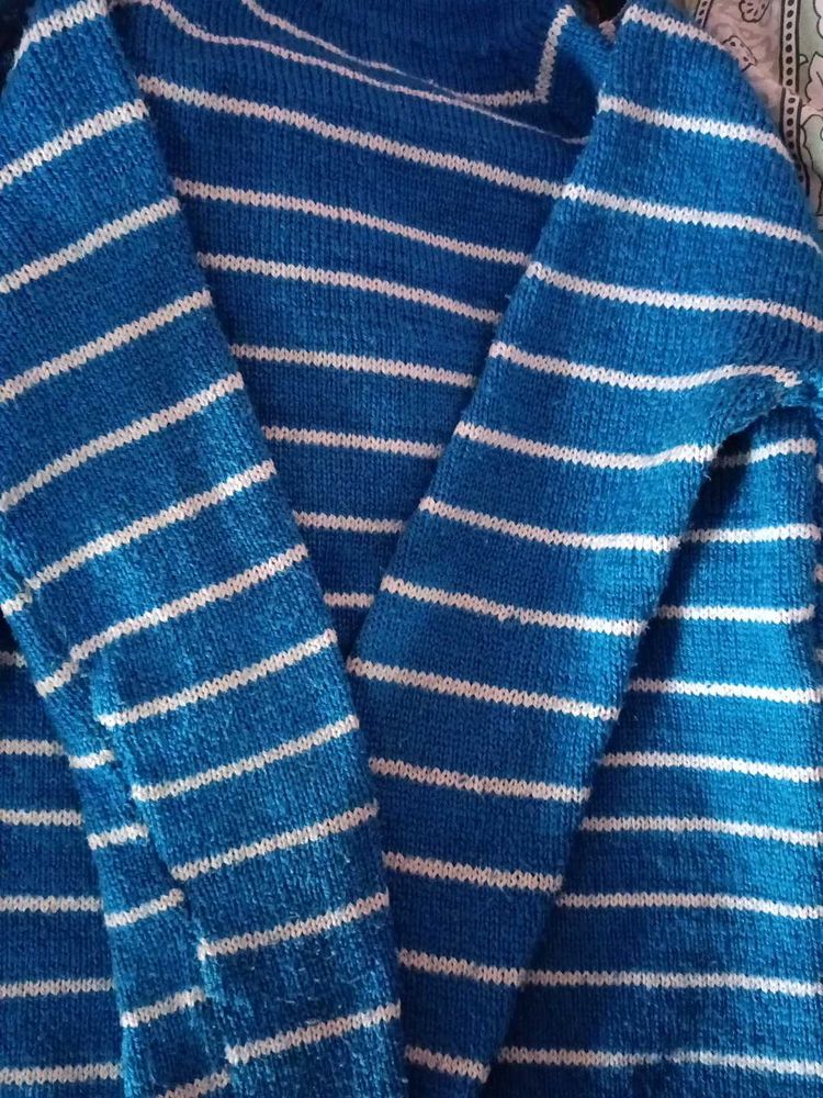 Blue Striped Knit Sweater